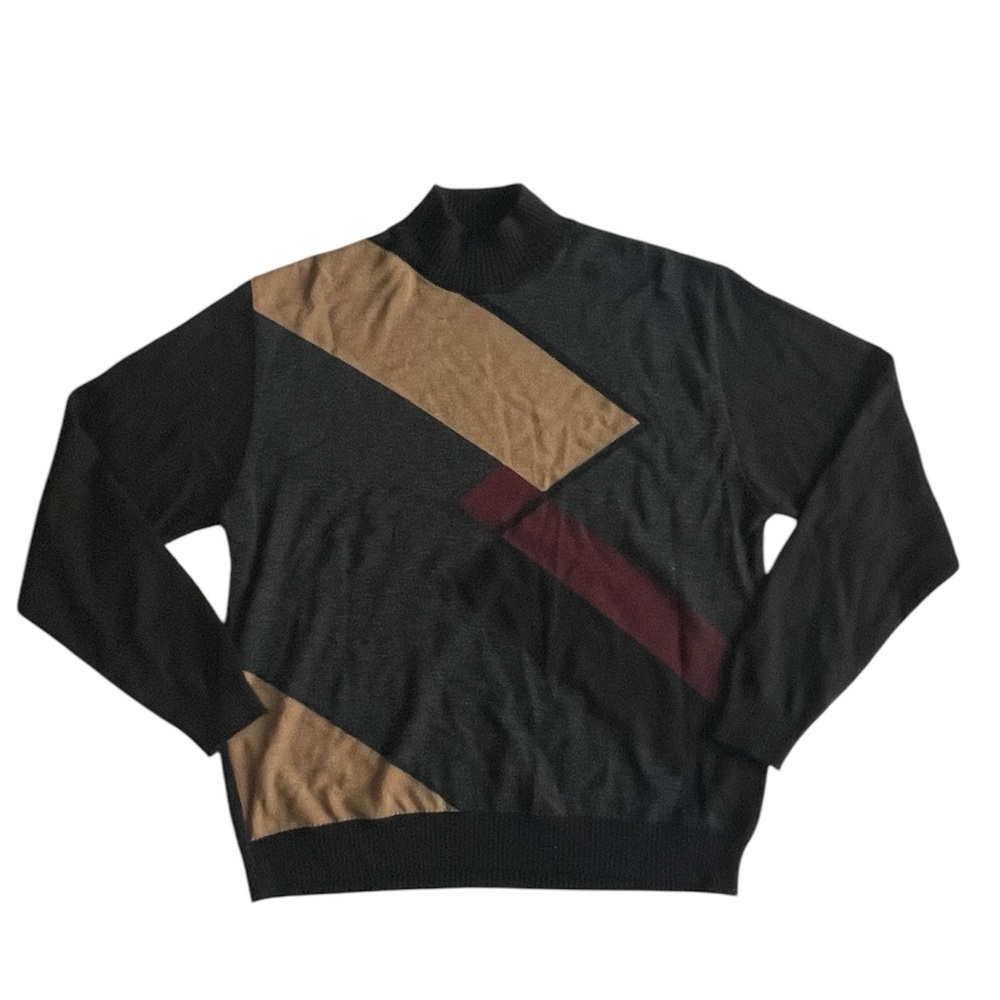 Riscatto Portofino Sweater Men's Large Colorblock Mock Neck Italy Made Designer